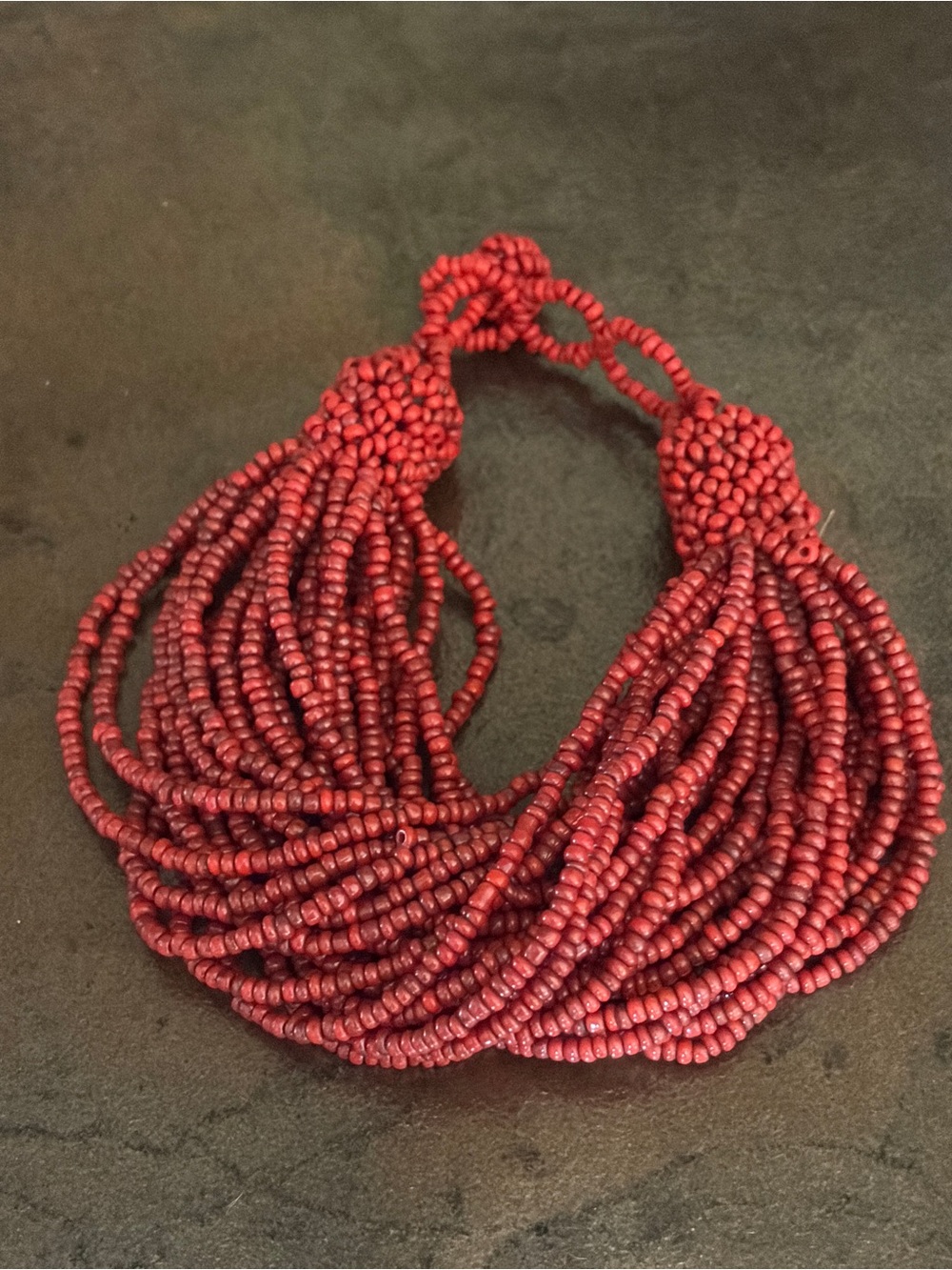 VTG Red Multi-Strand Beaded Bracelet 9” adjustable